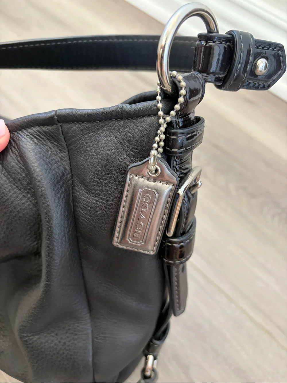 Coach Black Pebble Leather Shoulder Bag
